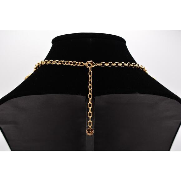 Talbots Statement Necklace Collar Black White Striped Gold Chunky Heavy 90s BinA - Picture 6 of 12